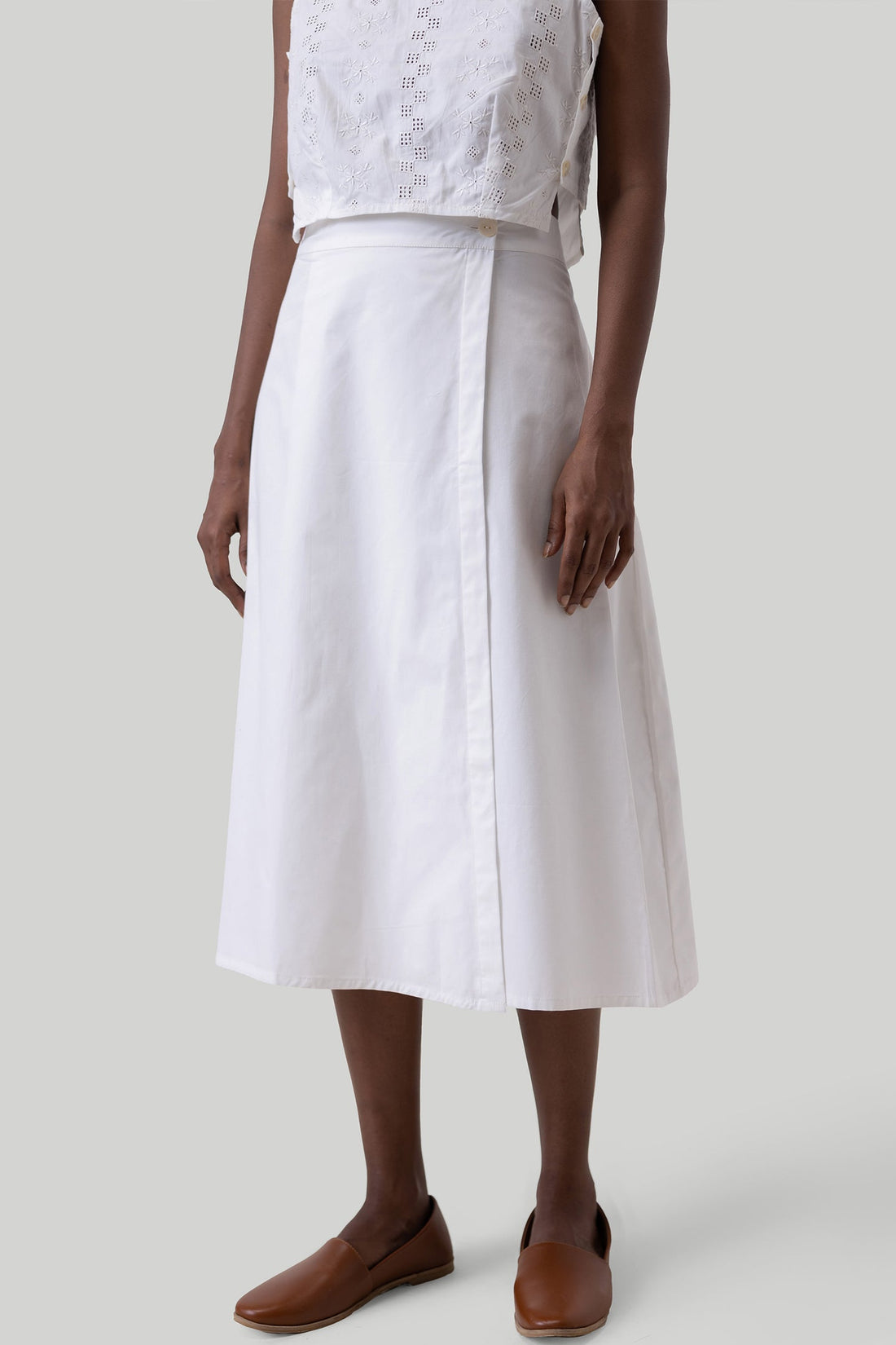 Overlap Midi Skirt in White -COL - Stella Carakasi