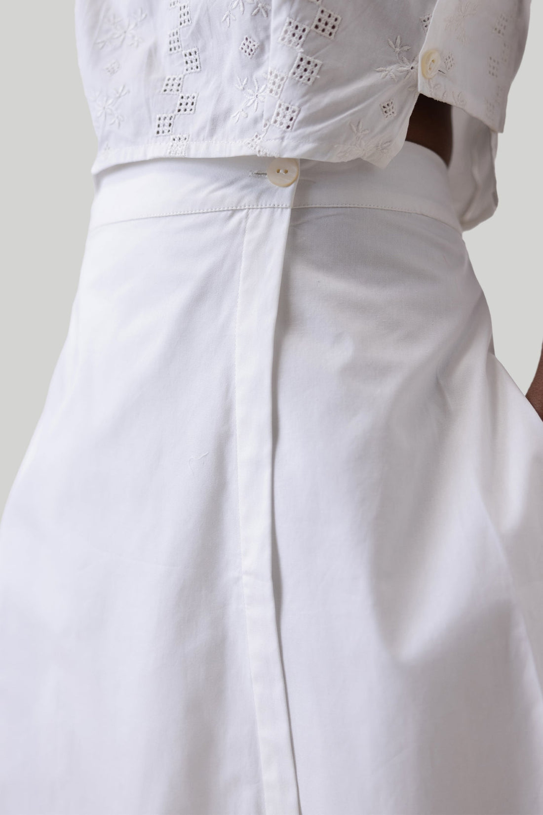 Overlap Midi Skirt in White -COL - Stella Carakasi