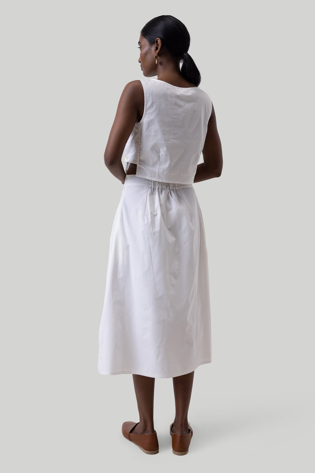Overlap Midi Skirt in White -COL - Stella Carakasi