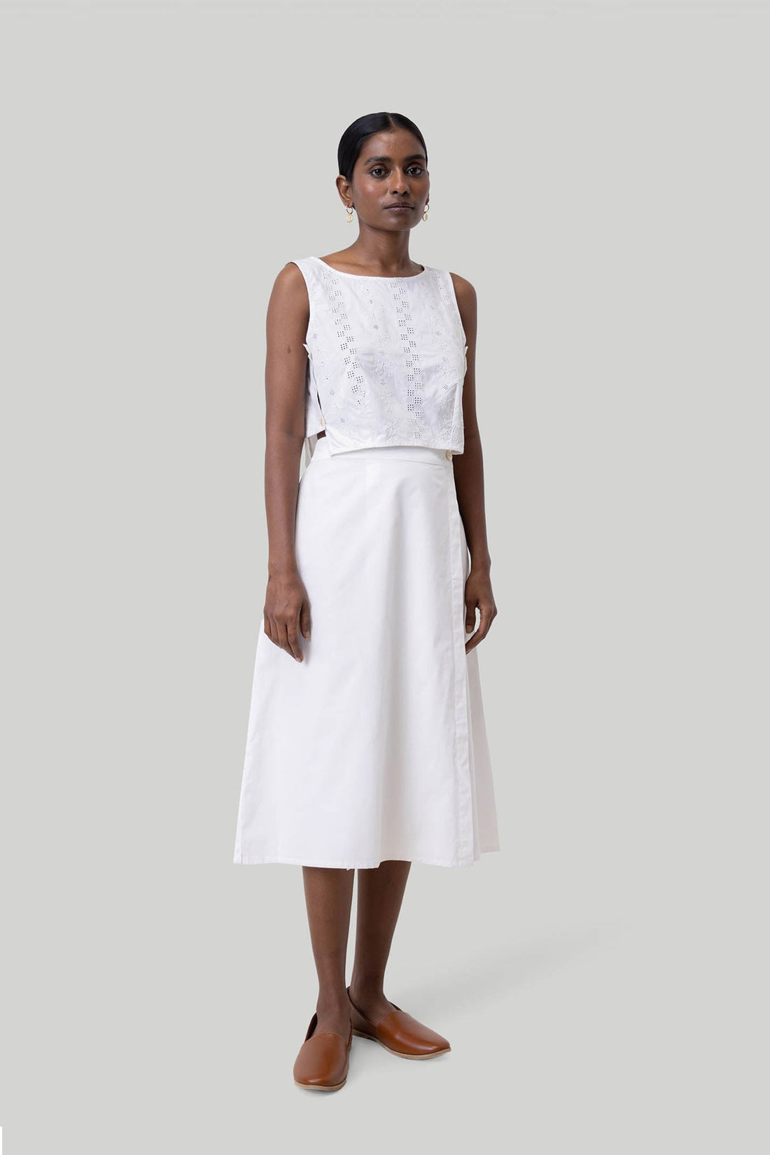 Overlap Midi Skirt in White -COL - Stella Carakasi