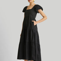 Puff Sleeve Tiered Maxi Dress in Black -COL - Stella Carakasi