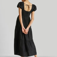 Puff Sleeve Tiered Maxi Dress in Black -COL - Stella Carakasi