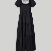 Puff Sleeve Tiered Maxi Dress in Black -COL - Stella Carakasi