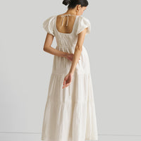 Puff Sleeve Tiered Dress in White -COL - Stella Carakasi