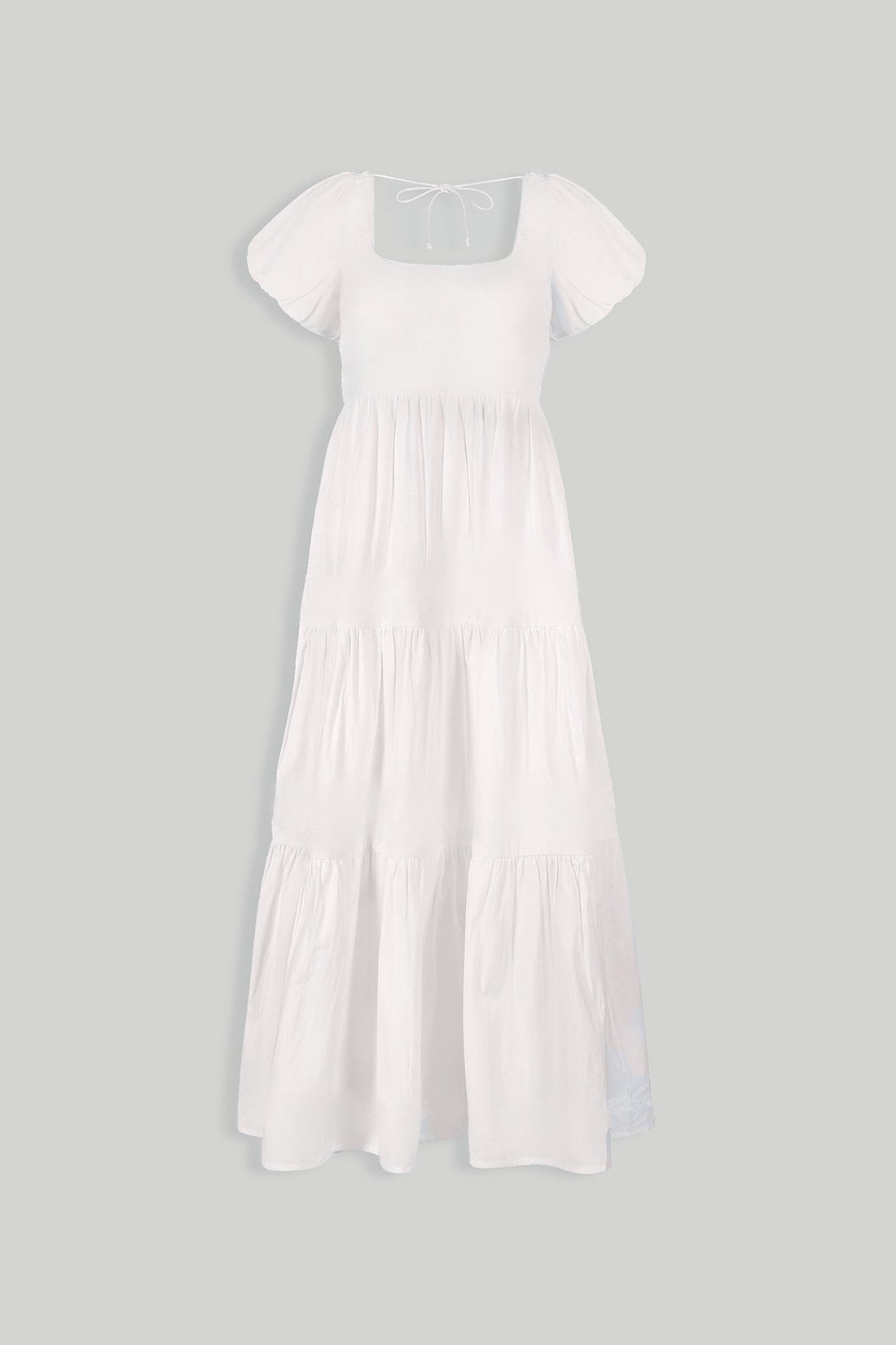 Puff Sleeve Tiered Dress in White -COL - Stella Carakasi