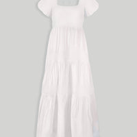 Puff Sleeve Tiered Dress in White -COL - Stella Carakasi