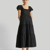 Puff Sleeve Tiered Maxi Dress in Black -COL - Stella Carakasi