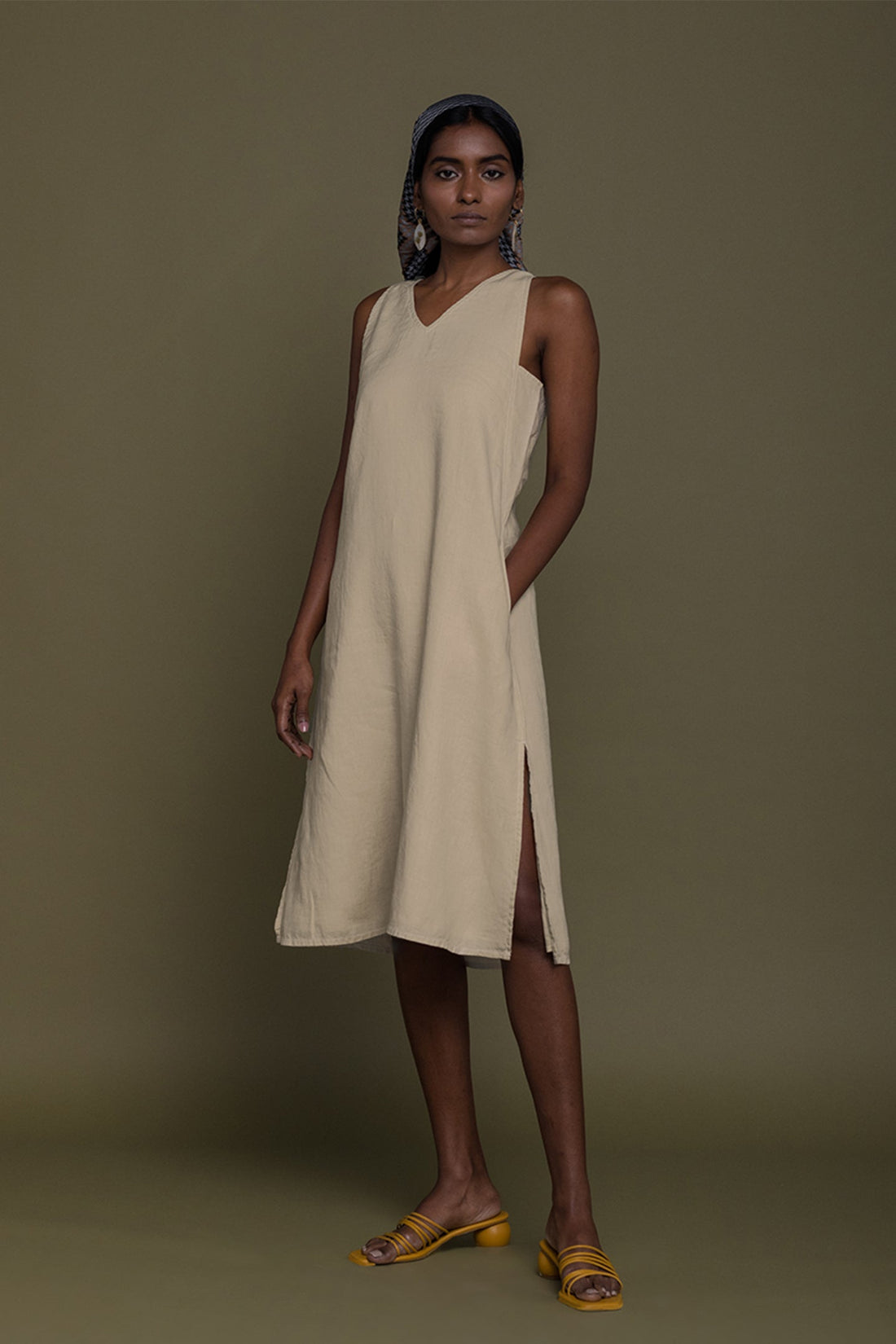 Reading Tea Leaves Dress in Neutral Beige - Stella Carakasi