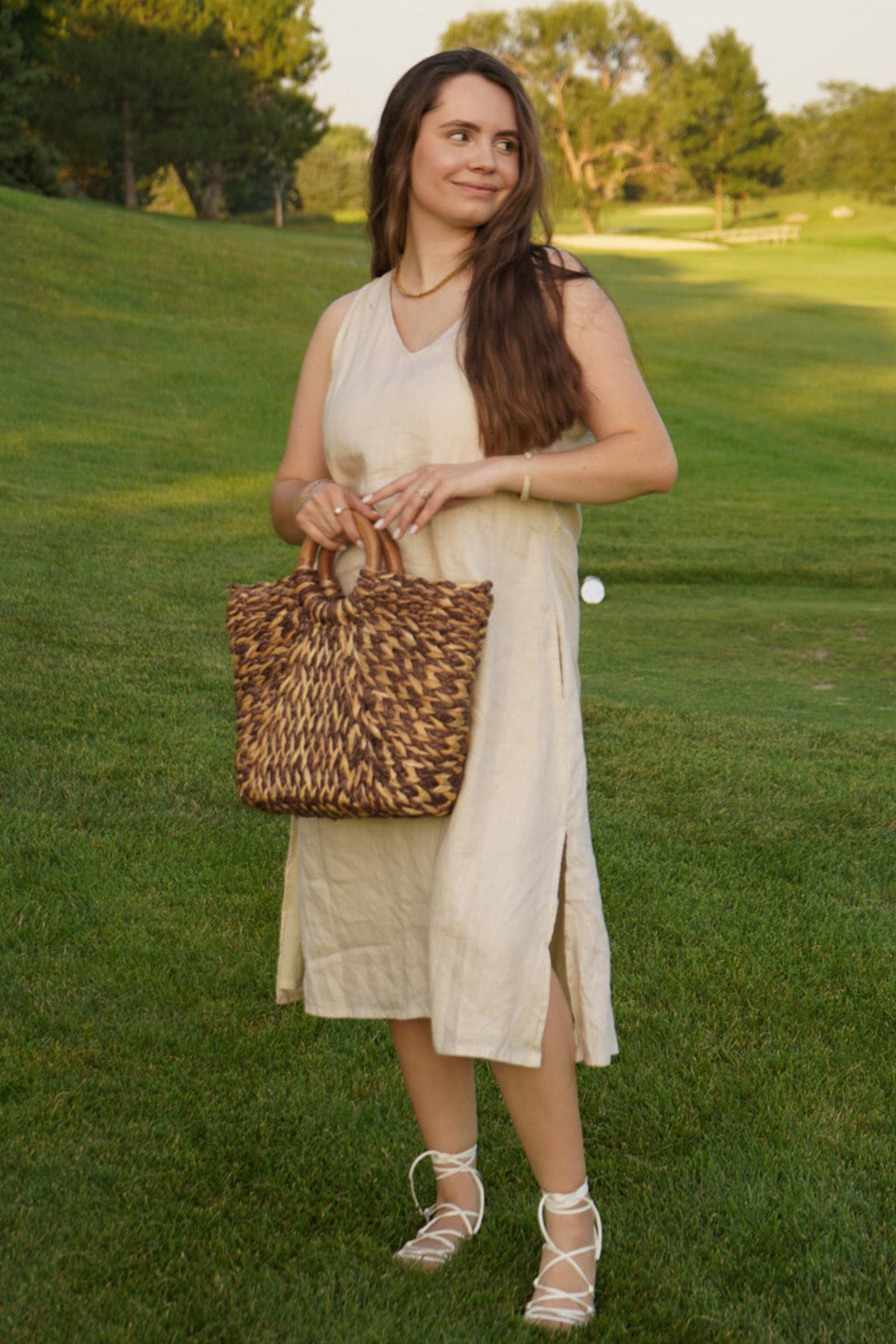 Reading Tea Leaves Dress in Neutral Beige - Stella Carakasi