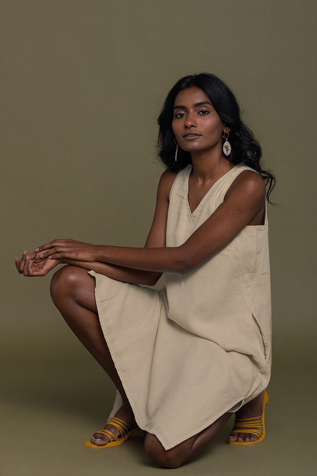 Reading Tea Leaves Dress in Neutral Beige - Stella Carakasi