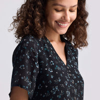 Floral Short Tiered Dress in Dark Blue -COL - Stella Carakasi