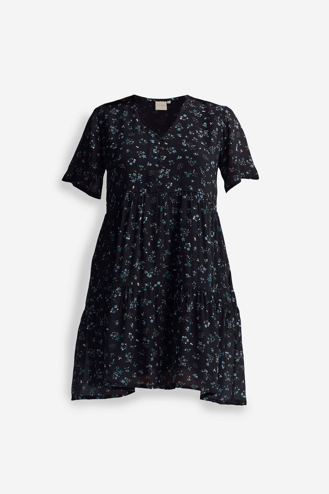 Floral Short Tiered Dress in Dark Blue -COL - Stella Carakasi