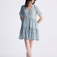 Floral Short Tiered dress in Light Blue -COL - Stella Carakasi
