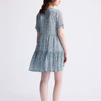 Floral Short Tiered dress in Light Blue -COL - Stella Carakasi
