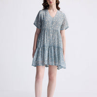 Floral Short Tiered dress in Light Blue -COL - Stella Carakasi