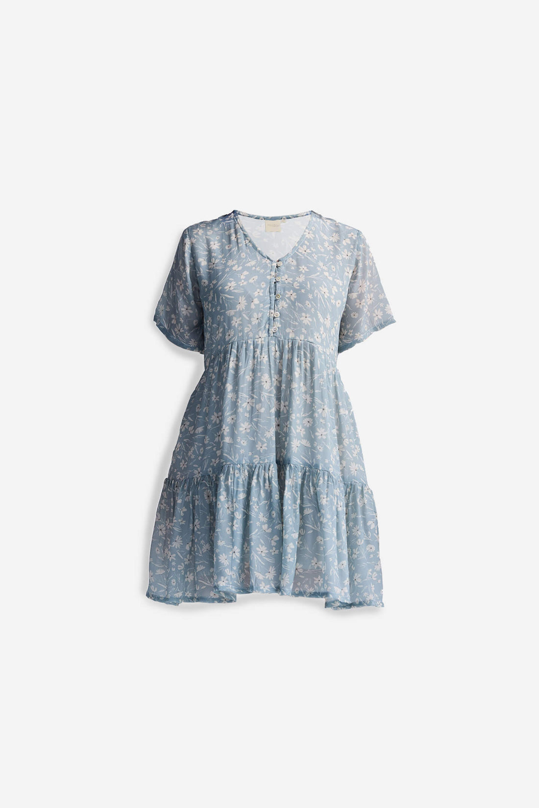 Floral Short Tiered dress in Light Blue -COL - Stella Carakasi