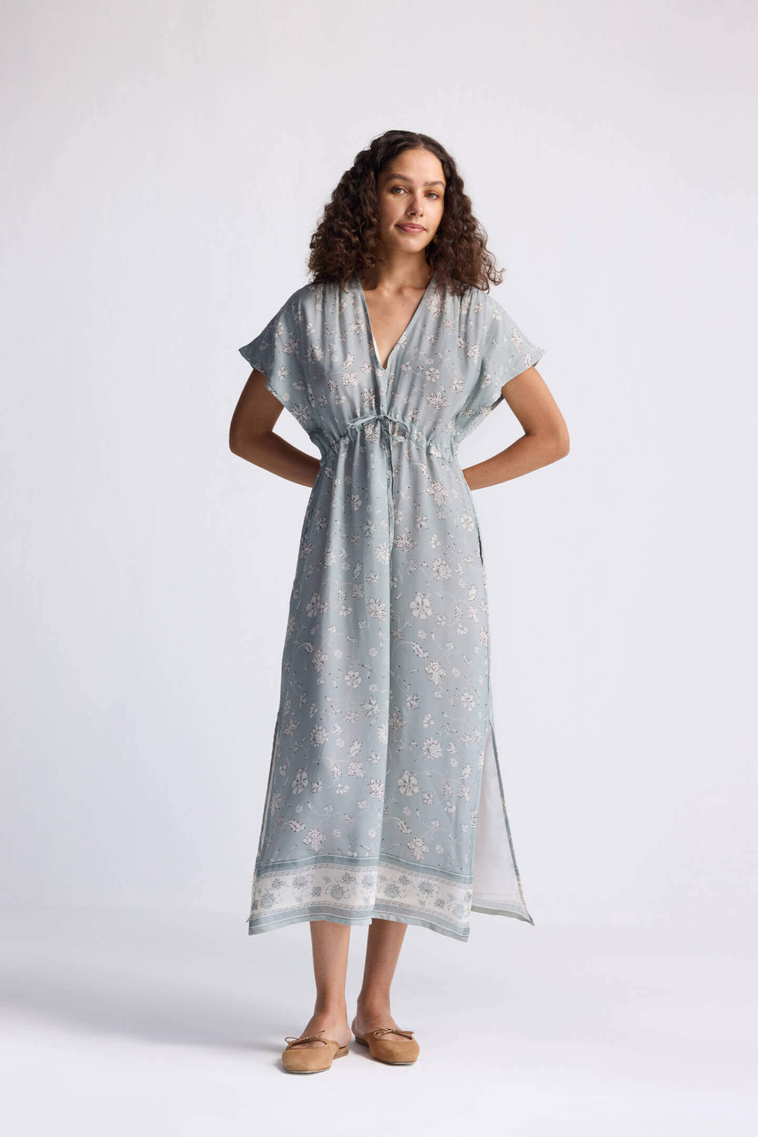 Gathered Maxi Dress in Sage Green -COL - Stella Carakasi
