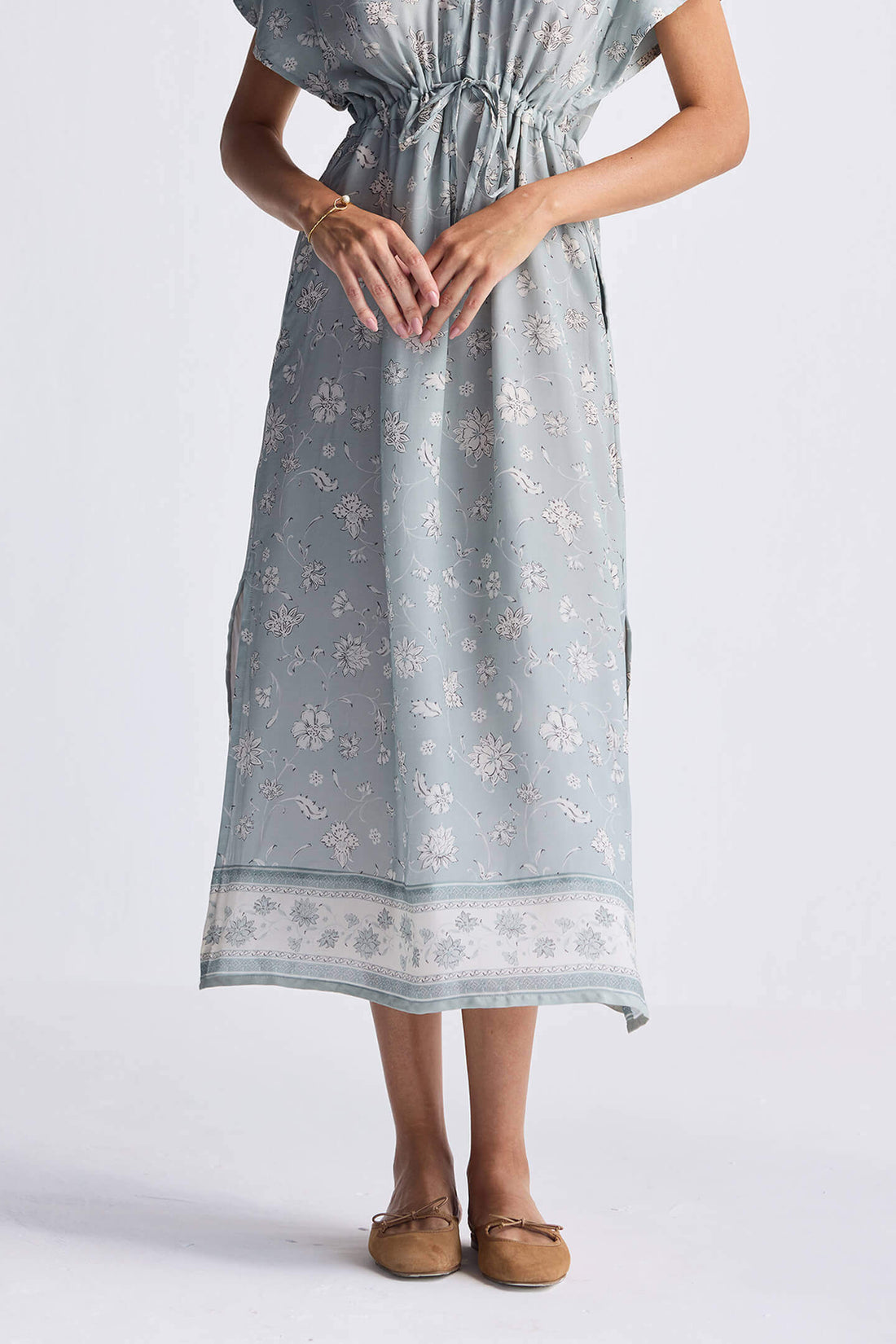 Gathered Maxi Dress in Sage Green -COL - Stella Carakasi