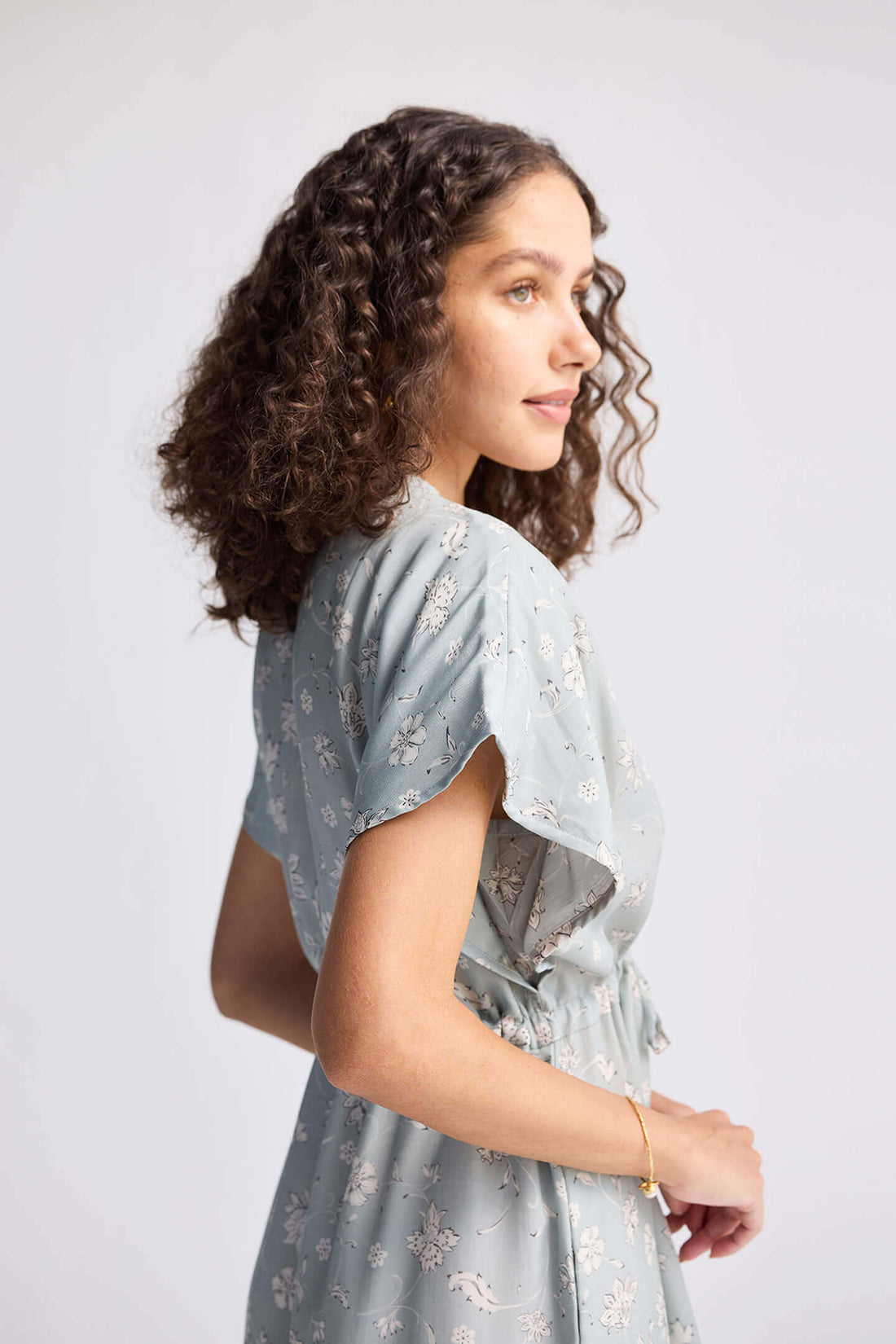 Gathered Maxi Dress in Sage Green -COL - Stella Carakasi