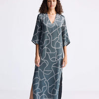Maxi Dress with Side Slits in Abstract Stripes -COL - Stella Carakasi