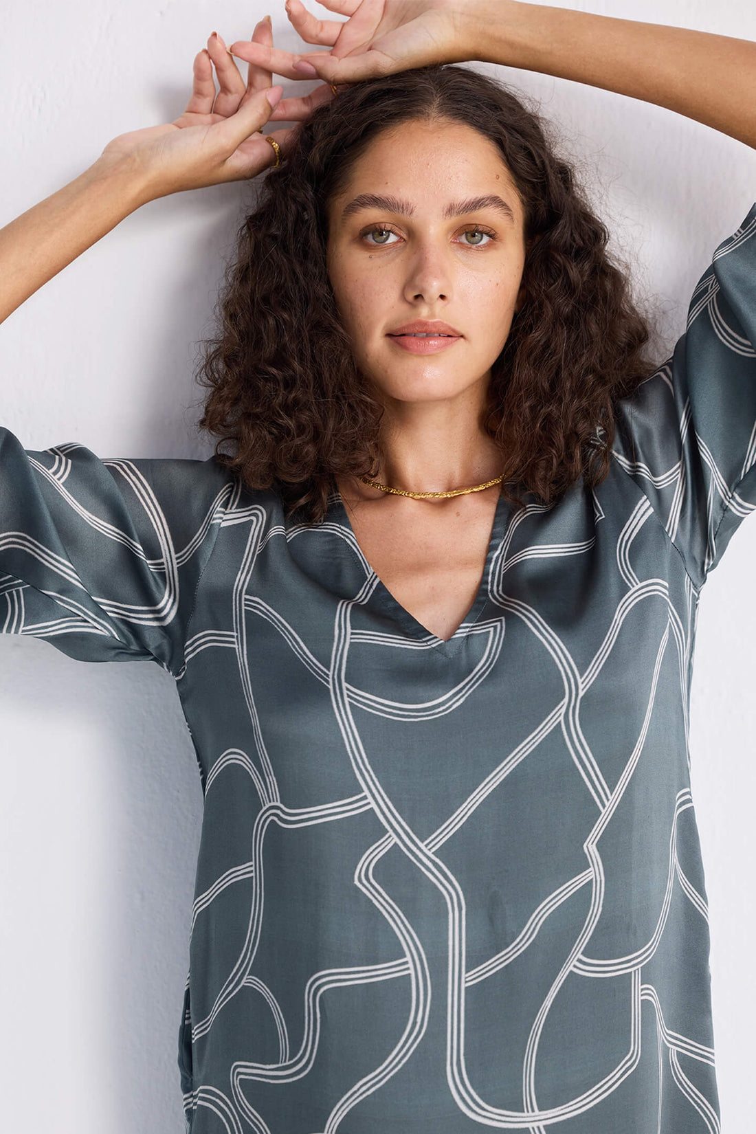 Maxi Dress with Side Slits in Abstract Stripes -COL - Stella Carakasi