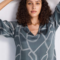 Maxi Dress with Side Slits in Abstract Stripes -COL - Stella Carakasi