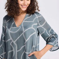 Maxi Dress with Side Slits in Abstract Stripes -COL - Stella Carakasi