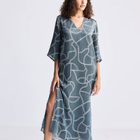 Maxi Dress with Side Slits in Abstract Stripes -COL - Stella Carakasi