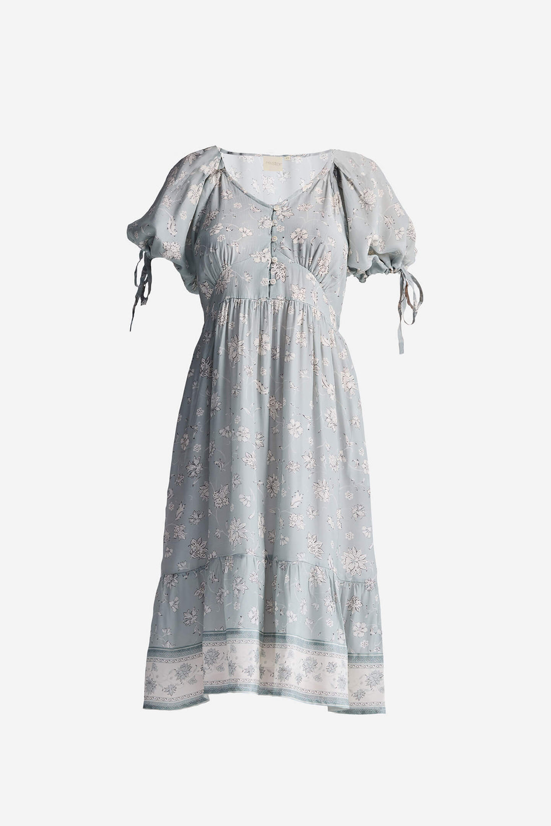 Puff Sleeve Midi Dress in Sage Green -COL - Stella Carakasi