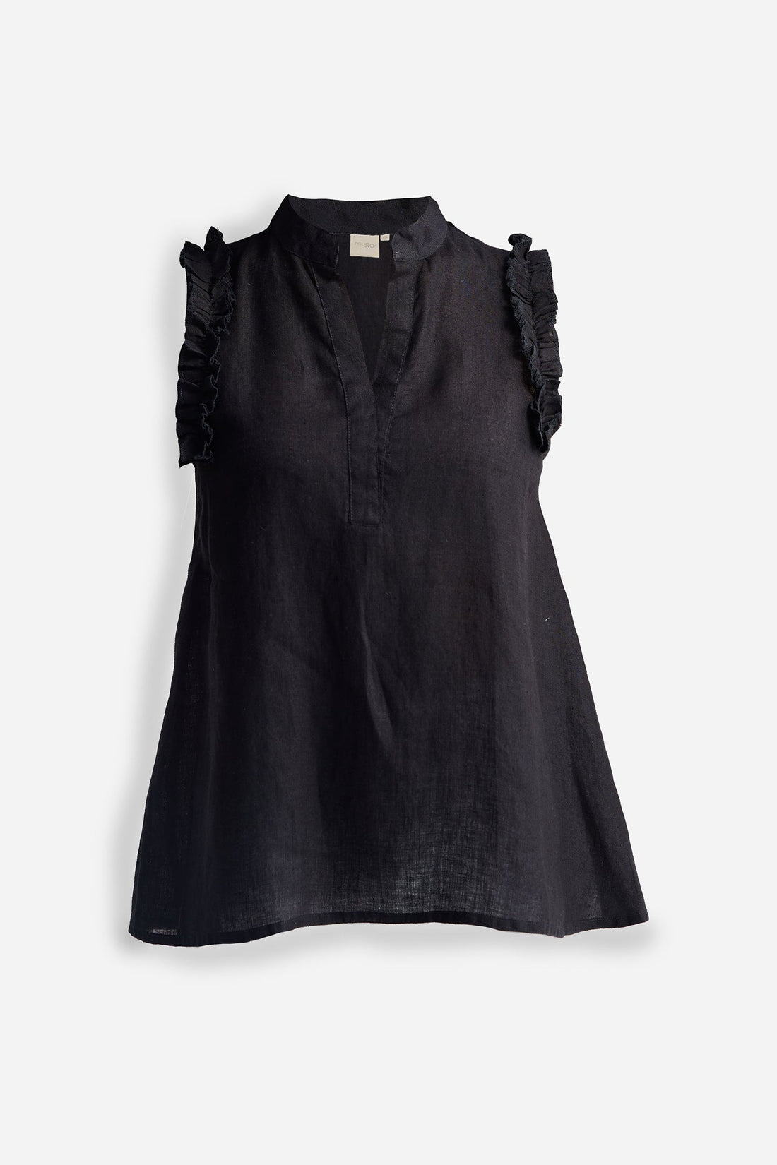 Sleeveless Hemp Top with Ruffles -COL