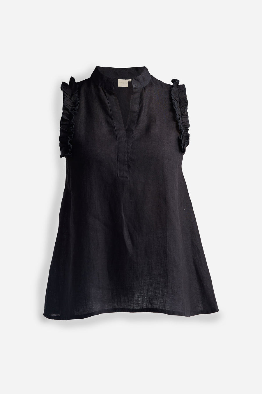Sleeveless Hemp Top with Ruffles -COL