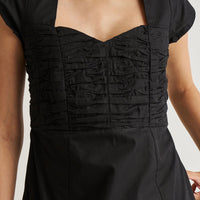 Ruched Dress with Front Slit in Black -COL - Stella Carakasi