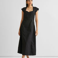 Ruched Dress with Front Slit in Black -COL - Stella Carakasi