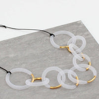 White and Gold Mesh Statement Necklace -COL - Stella Carakasi