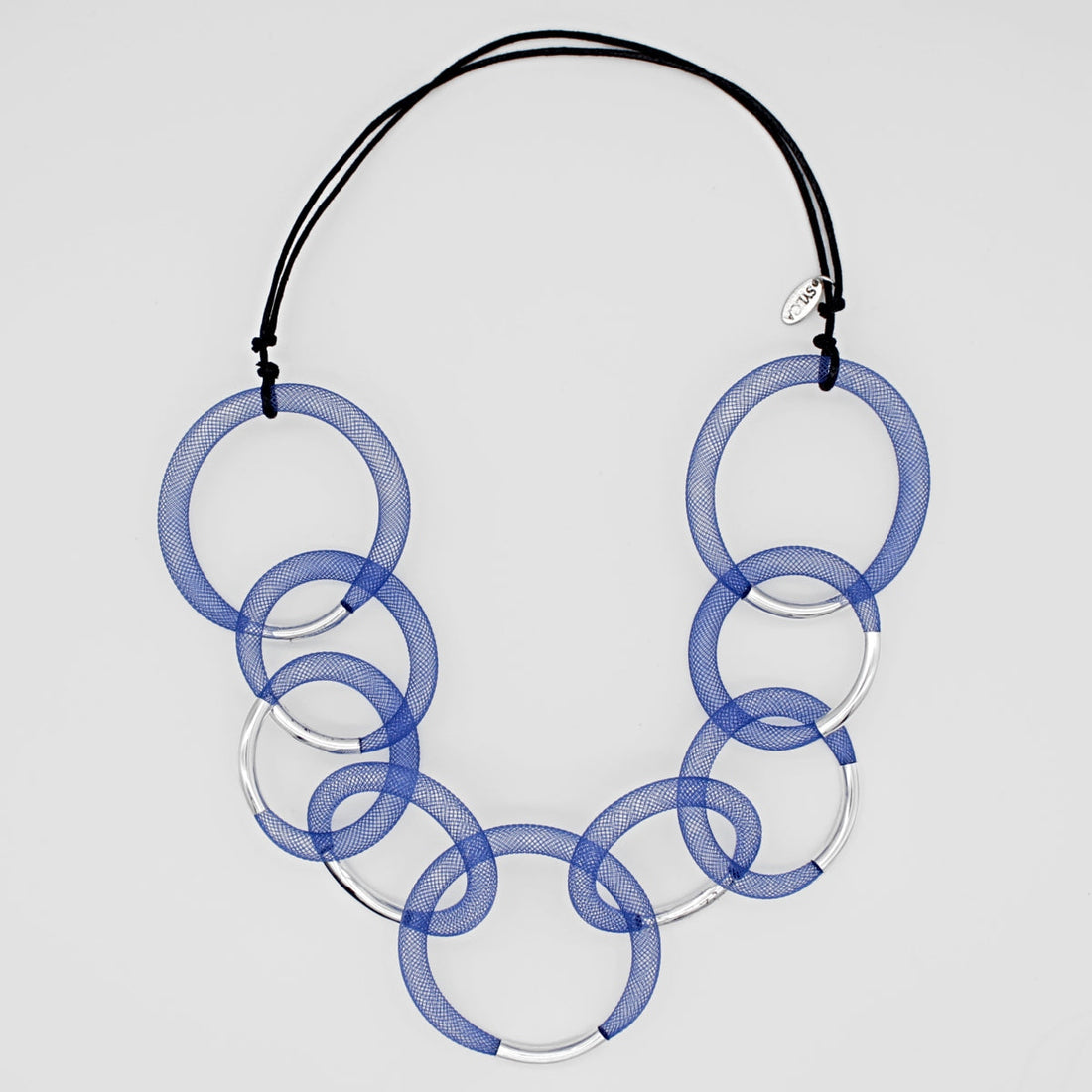 Blue and Silver Mesh Statement Necklace -COL - Stella Carakasi
