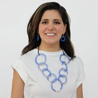 Blue and Silver Mesh Statement Necklace -COL - Stella Carakasi