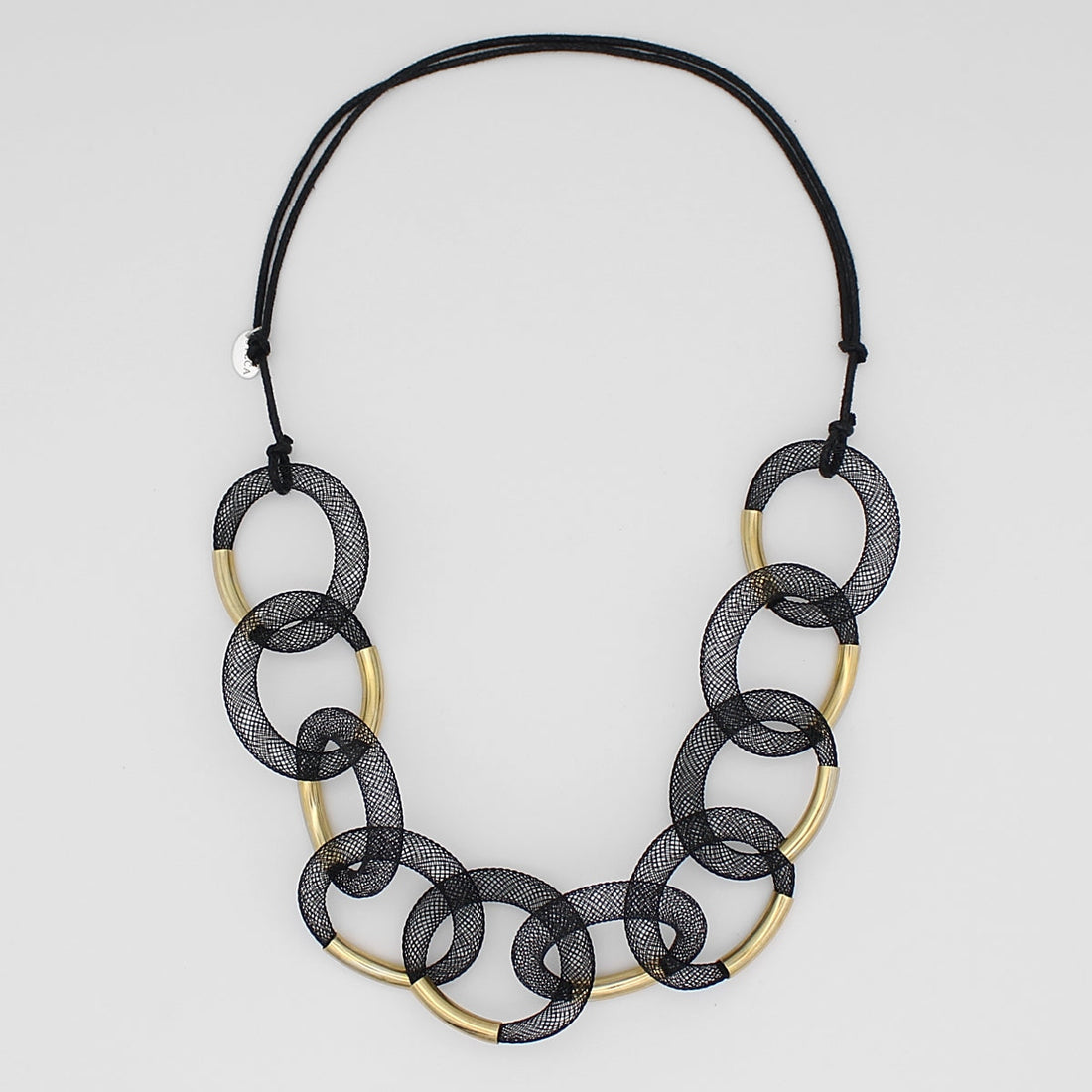 Black and Gold Mesh Link Statement Necklace -COL - Stella Carakasi