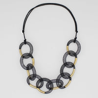 Black and Gold Mesh Link Statement Necklace -COL - Stella Carakasi
