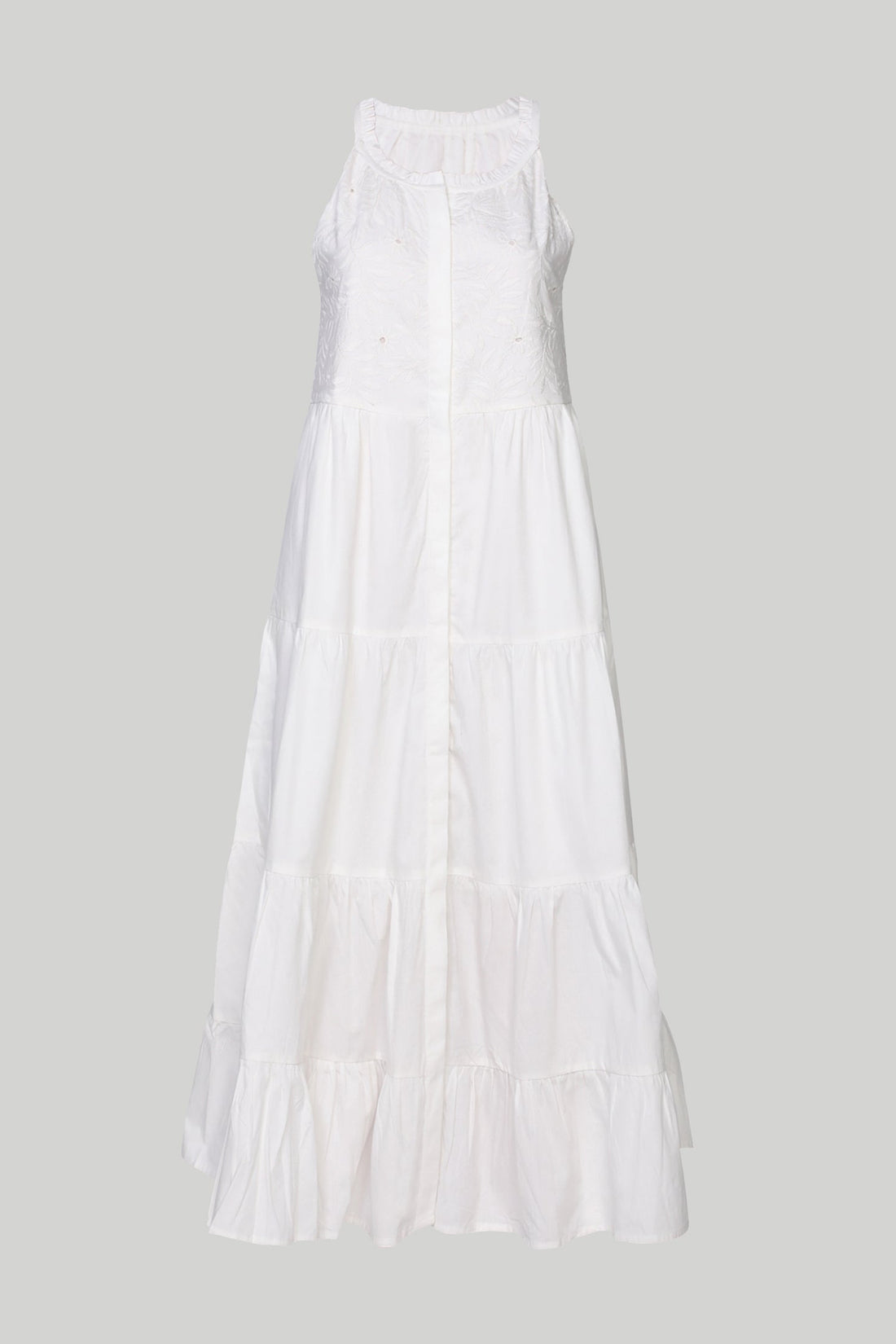 Sleeveless embroidered tiered maxi dress -COL