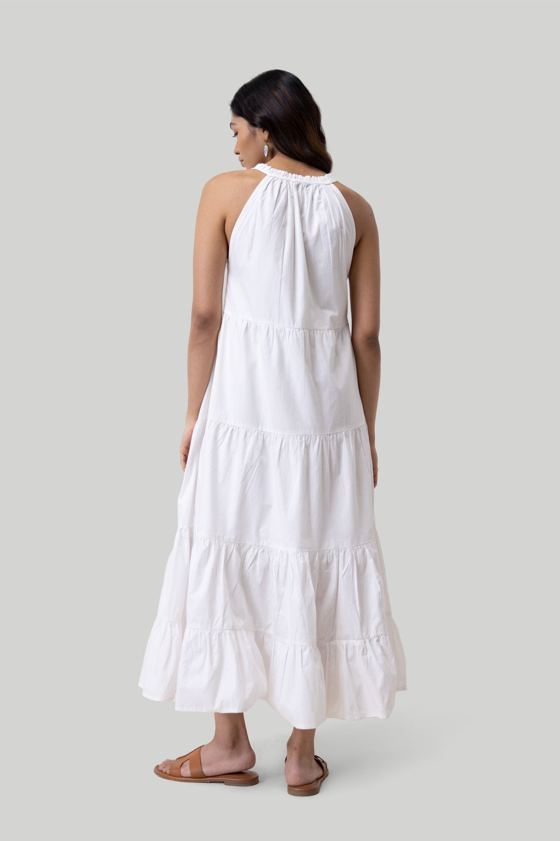 Sleeveless embroidered tiered maxi dress -COL