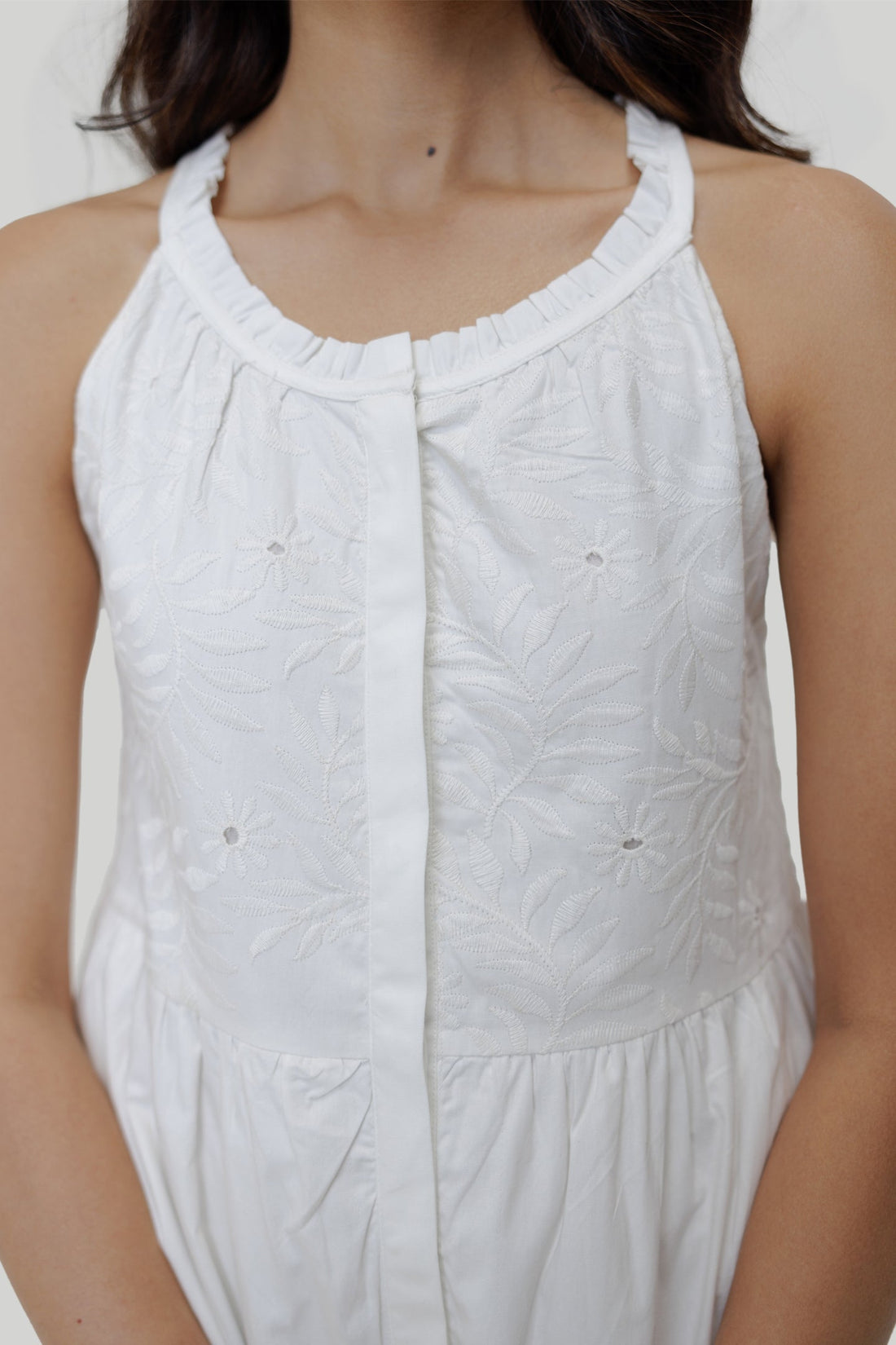 Sleeveless embroidered tiered maxi dress -COL