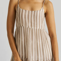 Strappy Tiered Maxi Dress in Beige Stripes -COL - Stella Carakasi