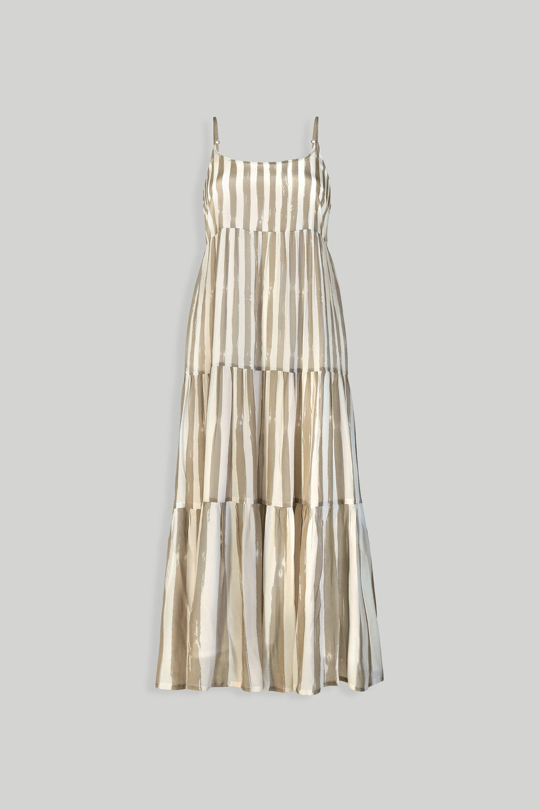Strappy Tiered Maxi Dress in Beige Stripes -COL - Stella Carakasi