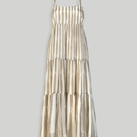 Strappy Tiered Maxi Dress in Beige Stripes -COL - Stella Carakasi