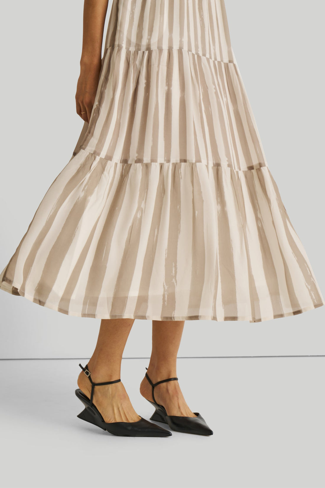 Strappy Tiered Maxi Dress in Beige Stripes -COL - Stella Carakasi
