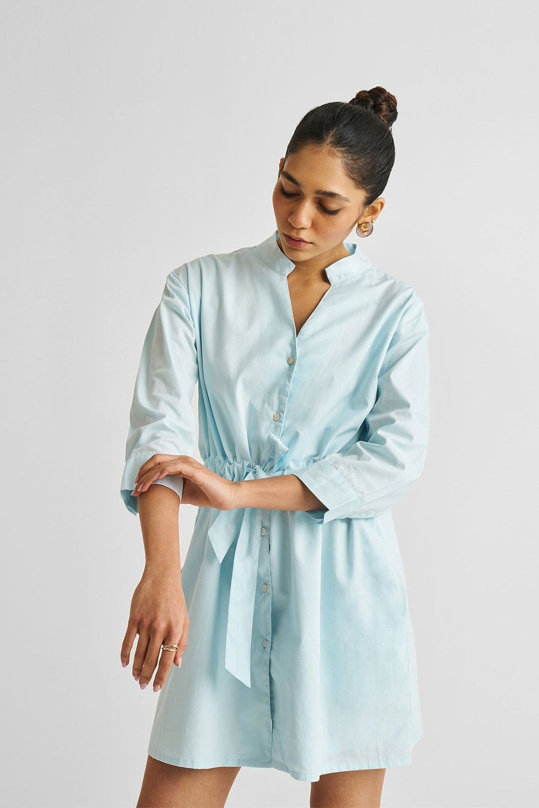 Short Tie Waist Dress in Summer Blue -COL - Stella Carakasi