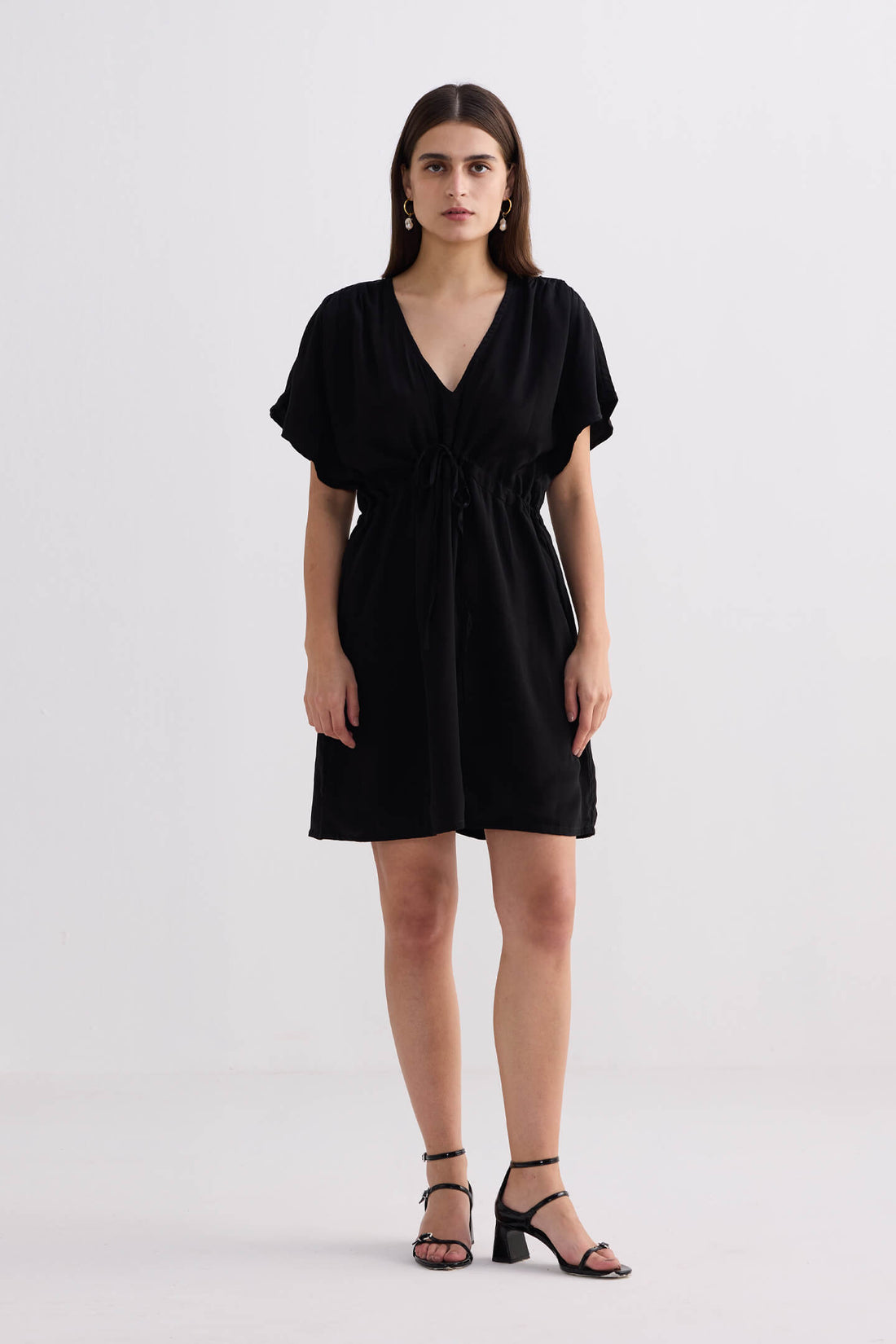 Oversized Gathered Short Dress in Black -COL - Stella Carakasi