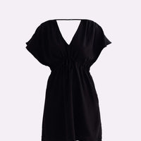 Oversized Gathered Short Dress in Black -COL - Stella Carakasi
