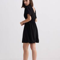 Oversized Gathered Short Dress in Black -COL - Stella Carakasi
