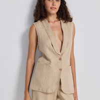 Sleeveless Hemp Jacket Set -COL - Stella Carakasi